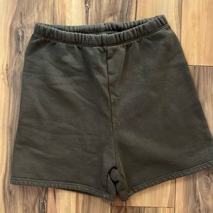 Joah Brown olive green high waisted sweat shorts